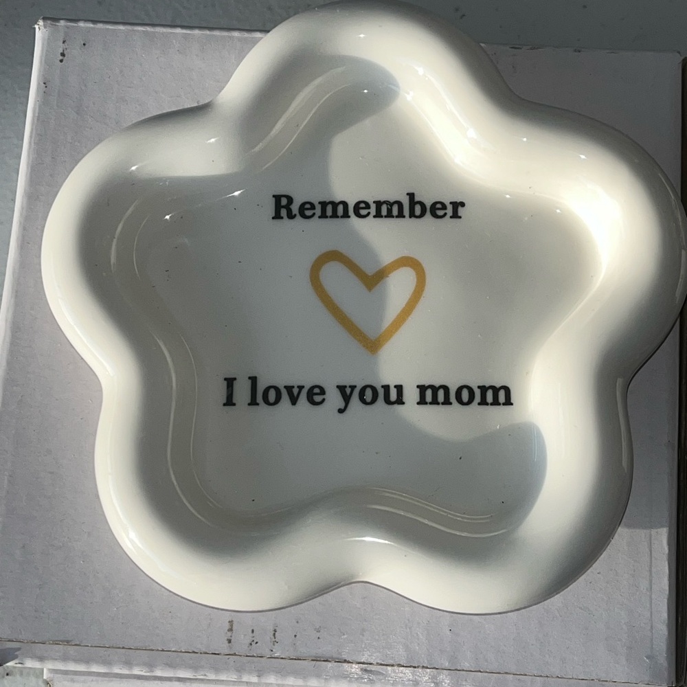 Heart-Shaped Ceramic Dish with Gold Accent